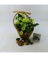 Bowl Basket Ceramic Bamboo Hand Made Handle 10&quot; Tall - £40.39 GBP