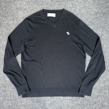 Abercrombie &amp; Fitch Sweater Mens XL Black V-Neck Long Sleeve Casual Pull... - £12.41 GBP