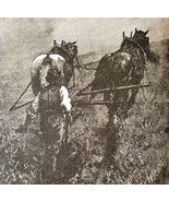 Farmer Ploughing Wood Engraving 1889 Victorian Path Of Life Ephemera DWNN3 - $42.12 CAD