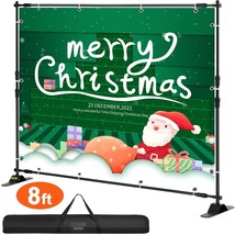 8 x 8Ft Banner Stand Heavy-Duty Step and Repeat Backdrop Telescopic Adjustable - £70.78 GBP