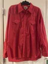 Ely Cattleman Shirt Adult XL Extra Large Red Snap Button Up Western Casual Men&#39;s - £16.54 GBP