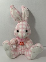 Goffa pink polka dot Peter Cottontail singing plush bunny rabbit ribbon bow - $8.90
