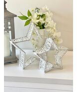 White Beaded Mantel Stars - Set of 2 - $720.71 MXN