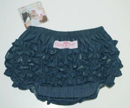 RuffleButts Faux Denim Infant Bloomers Size 12 to 18 Months Color Dark Blue image 2