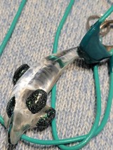 Glass Dolphin necklace-w-Ocean Enamel an Turquoise Leather cord.C.2022 - $20.00