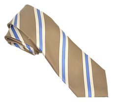 Designer Tasso Men&#39;s Necktie Stripes 100% Silk Brown Luxury Neckwear - £6.24 GBP