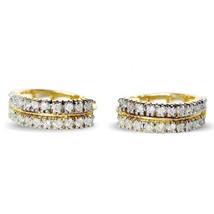 0.90Ct Simulé Diamant Double Rangée Créole Earrings IN 14K or Jaune Plaqué - $94.89