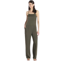 Womens Size 4 Theory Dark Olive Green Vintan Pure Silk Sleeveless Jumpsuit - £49.94 GBP