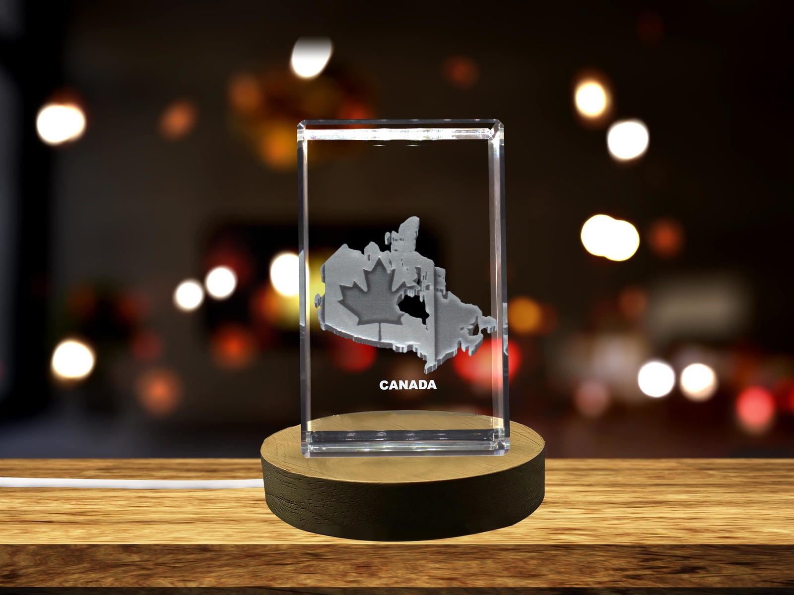 LED Base included | Canada 3D Engraved Crystal 3D Engraved Crystal Keepsake