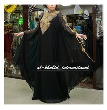 Black Dubai Party Kaftans For Festive Georgette Abaya Moroccan Dress Lon... - £38.38 GBP