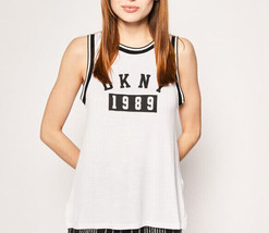 DKNY Womens Tank Top Logo Black White XL YI3022404 - £30.52 GBP