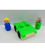 Vintage Fisher-Price Little People Green 2 Seater Car w/ Green Man & Blue Women - £6.63 GBP