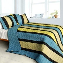[Cuckoo&#39;s Calling] 3PC Vermicelli-Quilted Patchwork Quilt Set (Full/Quee... - £74.65 GBP