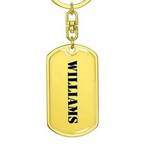 Williams - Luxury Dog Tag Keychain 18K Yellow Gold Finish Personalized Name - £27.93 GBP