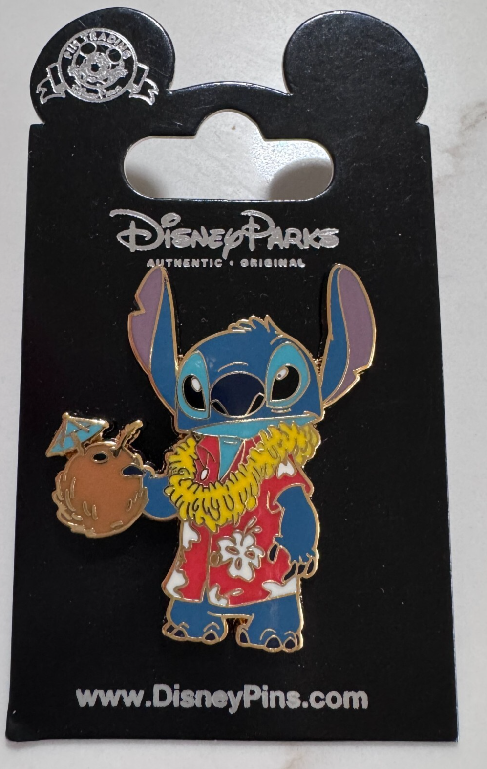 Disney Lilo &amp; Stitch Pin Stitch Red Hawaiian Shirt Coconut Drink PP#56185 - $13.85