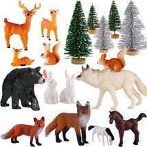 18 Piece Christmas Woodland Animals Figurines Woodland Creatures Figurines Reali - £20.44 GBP