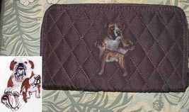 Belvah Quilted Fabric BULLDOG Dog Breed Zip Around Brown Ladies Wallet - £10.97 GBP