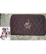 Belvah Quilted Fabric BULLDOG Dog Breed Zip Around Brown Ladies Wallet - $13.99