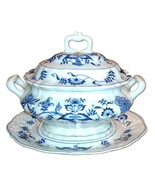 Blue Danube Soup Tureen with Lid and Under Plate Blue Onion Pattern - £86.82 GBP