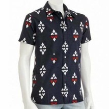 Mens Shirt Button Up Short Sleeve Hang Ten Blue Woven Camp $38-size S - £11.82 GBP