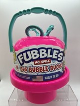 PINK Fubbles No Spill Bubble BUCKET Party Favor TOY 3 Wands Tip Upside D... - £9.30 GBP