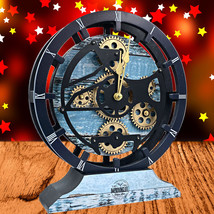 Desk Clock 10 Inches Real Moving Gear Convertible Into Wall Clock (Aqua ... - £62.53 GBP