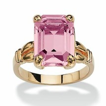 PalmBeach Jewelry Birthstone Gold-Plated Emerald Cut Ring-June-Alexandrite - £25.51 GBP