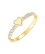 Cubic Zirconia &amp; 18K Gold-Plated Halo Heart Bangle - £15.79 GBP