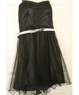 AS U WISH SATIN BLACK STRAPLESS NET PROM COCKTAIL WOMENS DRESS M SILVER ... - €15,67 EUR