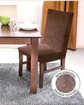 Dining Room Chair Cover Damask Texture Stretchable  Brown NEW - £10.27 GBP