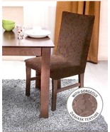 Dining Room Chair Cover Damask Texture Stretchable  Brown NEW - $12.86