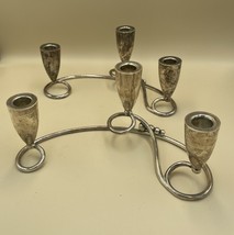 PAIR OF SOLID STERLING SILVER 3 ARM CANDLESTICKS MEXICO HOLLOW 910g - $25,274.12 MXN