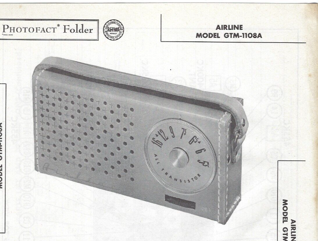 Primary image for 1957 AIRLINE GTM-1108A Transistor AM RADIO Photofact MANUAL Portable Receiver