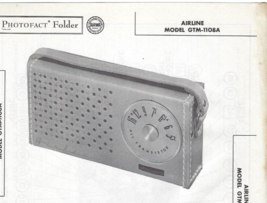 1957 AIRLINE GTM-1108A Transistor AM RADIO Photofact MANUAL Portable Rec... - £8.67 GBP