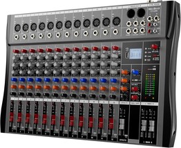 Professional Dj Audio Mixer, 12 Channel Audio Mixer, Bluetooth Sound Mix... - $168.98