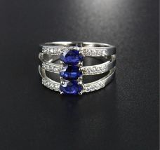 Blue Sapphire Ring Gemstone Handmade Ring Engagement 925 Sterling Silver Rings - £74.70 GBP