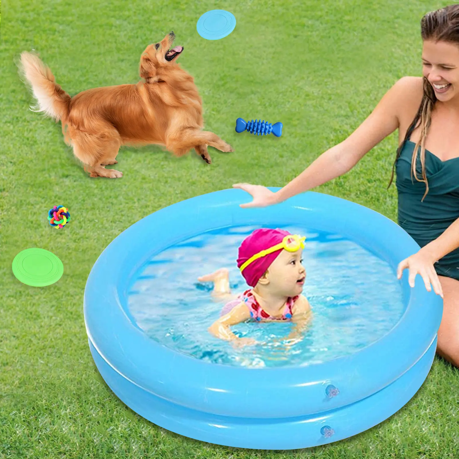 Inflatable Kiddie Pool 2-Ring Round Swimming Pool Water Play Toy for Toddlers - £15.93 GBP+