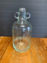 Vintage Clear Glass Wine Bottle with Handles One Half Gallon Textured Grape Desi - £11.52 GBP