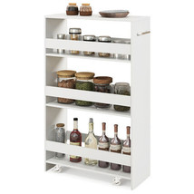 4-Tier Rolling Storage Cart Slim Kitchen Cart on Wheels with Open Shelve... - £61.85 GBP