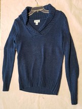 Vintage St Johns Bay Women Blue Long Sleeve Pullover Shawl Collar Size M Sweater - £6.23 GBP