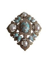 Vintage Estate Costume Sarah Coventry Remembrance Gold Brooch Pin Jewelry - $322.23 MXN