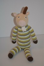 Pebble Handmade 13&quot; Knit Baby Plush Toy Rattle Lovey Soft Stuffed Animal Goat  - £14.50 GBP