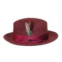 Men's Summer Spring Braid Straw style Hat by BRUNO CAPELO JULIAN JU912 Burgundy image 4