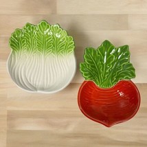 Vtg Red Radish - Bok Choy Ceramic Dip or Vegetable Serving  Dish 6.5” Japan MCM - £39.68 GBP