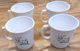 Vintage Corelle Corning Ware Rosemarie Pink Tulip Coffee Mugs Set of 4, USA Made - £13.17 GBP