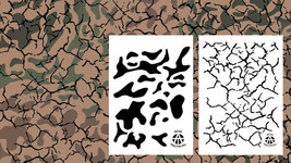 2PACK Airbrush Spray Paint Camo Stencils 14&quot; Camouflage Cracked Earth / ... - $11.99