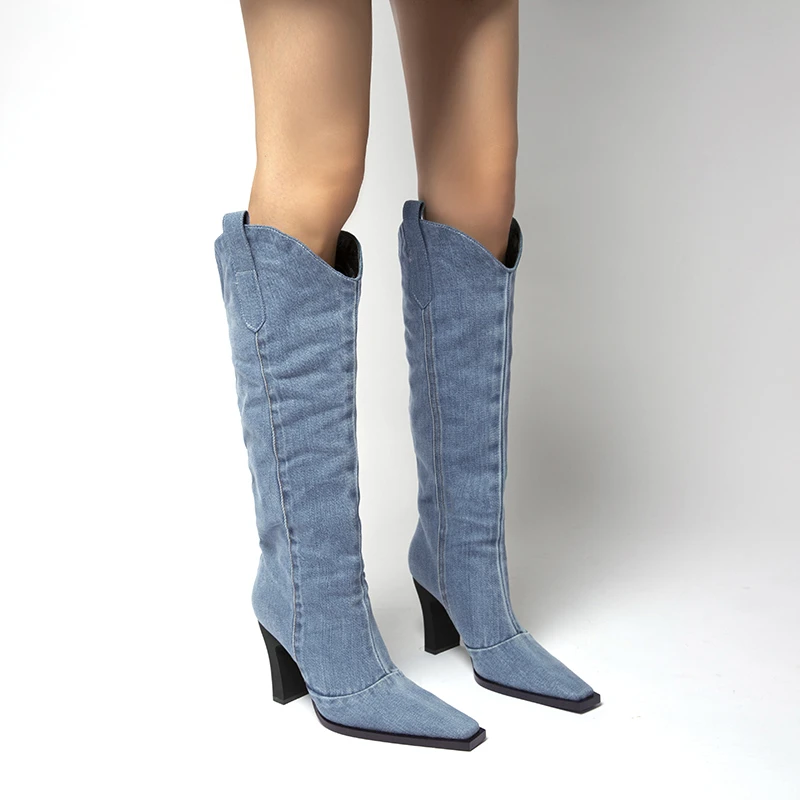 2024 New boy Boots Women&#39;s High-heeled Thick-heele Toe Fashion Boots  Mid- Women - $174.02