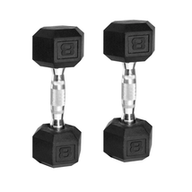Dumbbell Pair Barbell Set 8Lb Coated Rubber Hex Home Gym Weight Lifting Training - £30.65 GBP