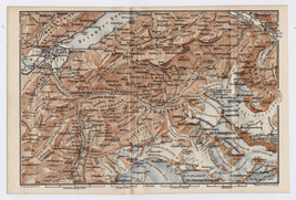 1887 Antique Map Of The Alps / Interlaken Grindelwald Wetterhorn / Switzerland - £22.34 GBP