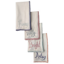 Embroidered cloth napkins, set of 4, words verbiage Witty Funny Artsy Bright image 2